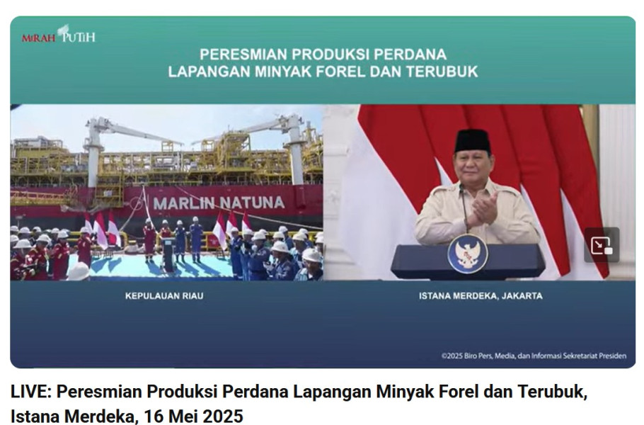 Presiden Prabowo Resmikan Dua Proyek Migas Strategis di Blok South Natuna Sea B