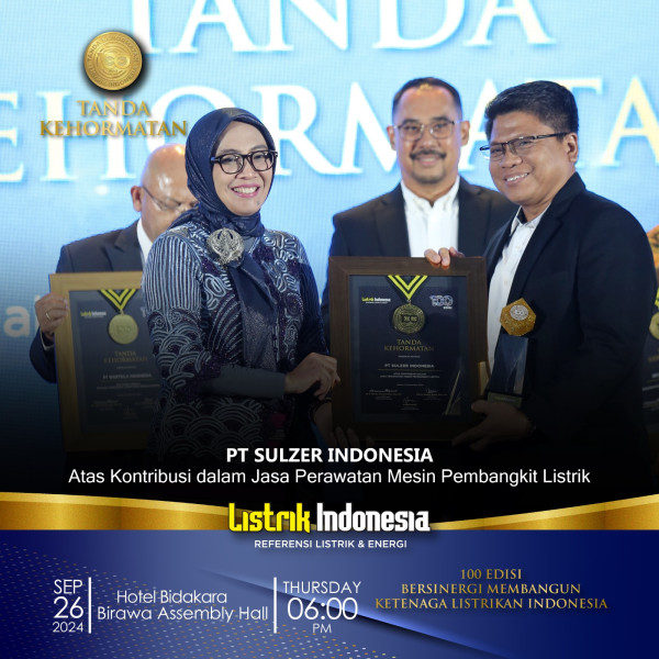 Dedikasi untuk Operasi dan Pemeliharaan, PT Sulzer Indonesia Sabet Tanda Penghormatan